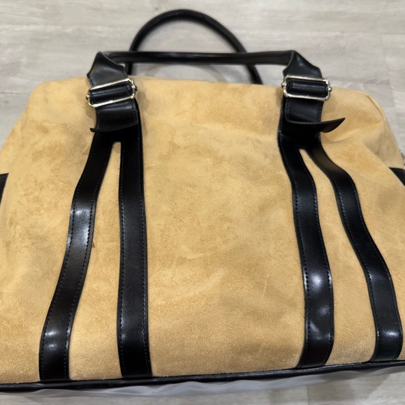 LANCÔME Large Tote/Hobo Bag - Faux Suede Calf Color With Black Bottom/Straps - Picture 4 of 12